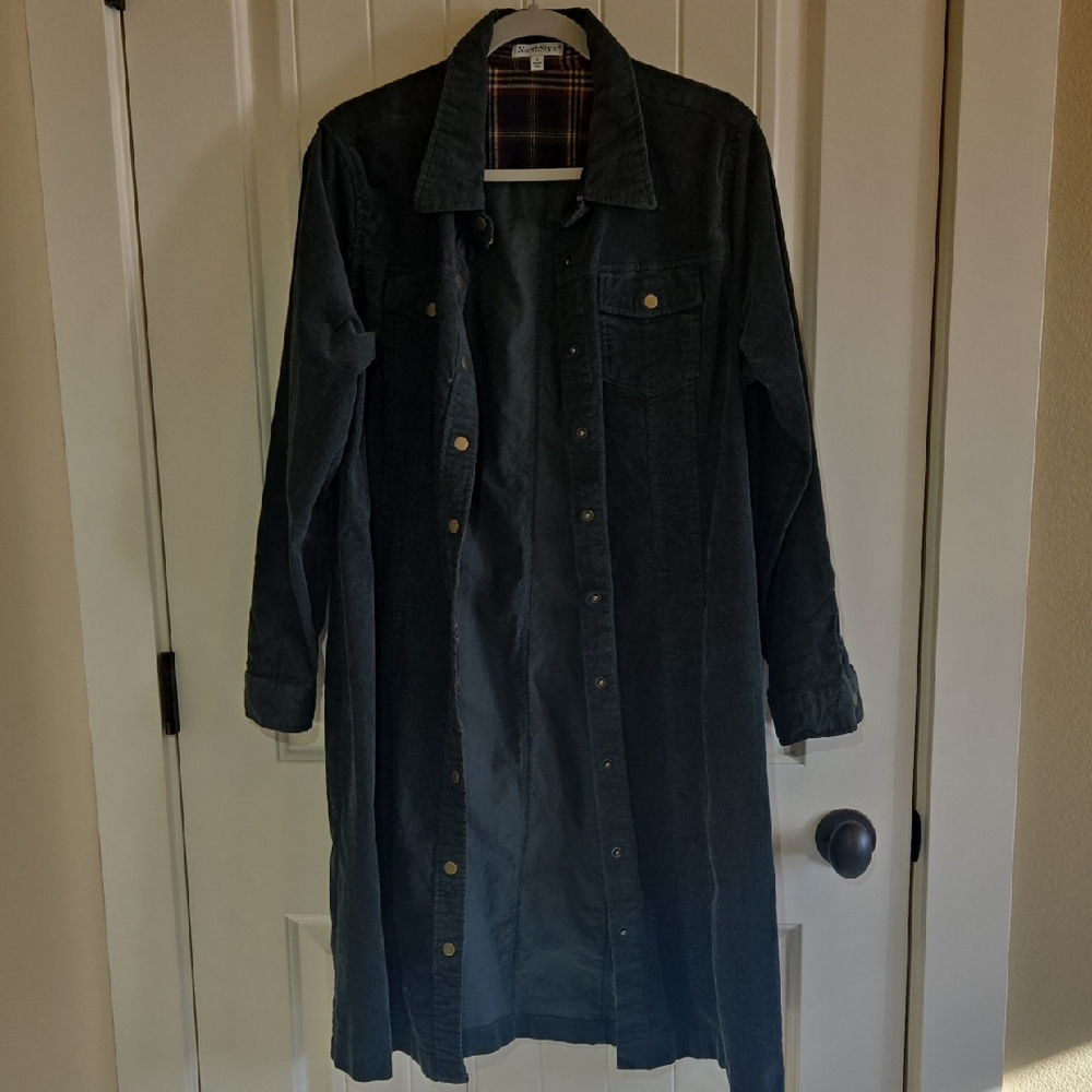 Dark Green NWOT Duster, Jacket, Shirt Dress. Large